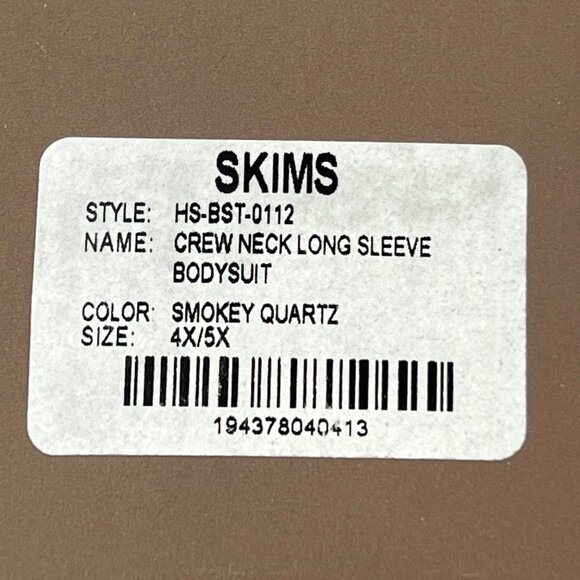 SKIMS Essential Crew Neck Long Sleeve‎ Bodysuit Smokey Quartz 4X/5X - Picture 10 of 11